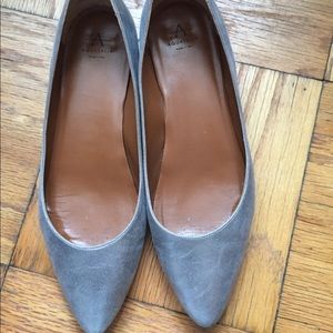 Silver pointy toe Aquatalia flats- size 9